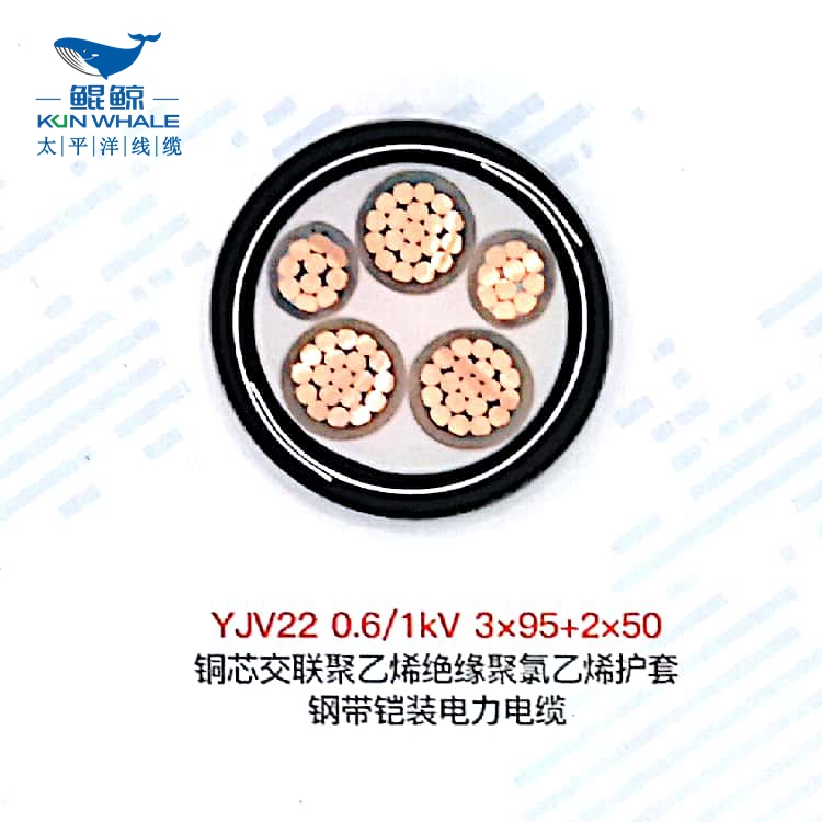 　　河南鄭州電線電纜廠家-河南太平洋線纜有限公司為您供應(yīng) yjv22 4芯國標(biāo)銅芯阻燃低壓電力用 鎧裝電纜型號齊全：  　　yjv22 3x10+1 yjv22 3x16+1 yjv22 3x25+1 yjv22 3x35+1 yjv22 3x50+1 yjv22 3x70+1 yjv22 3x95+1 yjv22 3x120+1 yjv22 3x150+1 yjv22 3x185+1 yjv22 3x240+1 yjv22 3x300+1  　　yjv22 4x10 yjv22 4x16 yjv22 4x25 yjv22 4x35 yjv22 4x50 yjv22 4x70 yjv22 4x95 yjv22 4x120 yjv22 4x150 yjv22 4x185 yjv22 4x240 yjv22 4x300  　　yjv22 鎧裝電纜現(xiàn)貨，多倉庫就近發(fā)貨，方便快捷!  　　河南太平洋線纜有限公司(www.hntpyxl.com)是河南鄭州電線電纜廠家，自有工廠，占地面積70000㎡，擁有先進生產(chǎn)設(shè)備、檢測設(shè)備及專業(yè)的技術(shù)團隊，公司集電線電纜研發(fā)、生產(chǎn)、銷售、批發(fā)為一體，已形成產(chǎn)品系列有：阻燃電纜系列、耐火電纜系列、低煙無鹵電纜系列、礦物質(zhì)防火電纜系列等。電線電纜型號規(guī)格達1000多種，包含：鎧裝電纜，低壓電纜，低煙無鹵電纜，yjv22鎧裝電纜，yjlv22鎧裝電纜，低壓電力電纜，控制電纜，低煙無鹵阻燃耐火電纜，wdznyjy電纜，yjv低壓電纜，yjlv低壓電纜，yjv22低壓電纜，yjlv22低壓電纜，耐火低壓電纜，阻燃低壓電纜等等。大量低壓電纜鎧裝電纜低煙無鹵電纜現(xiàn)貨，歡迎新老客戶詢價采購!  　　1，電纜加上鎧裝層的目的除了增強抗拉強度、抗壓強度等機械保護伸長使用壽命外，還可以通過屏蔽保護提高電纜抗干擾性能。  　　2，常用的鎧裝材料有鋼帶、鋼絲、鋁帶、鋁管等，其中鋼帶、鋼絲鎧裝層具有高導(dǎo)磁率，有很好的磁屏蔽效果，可以用于抗低頻干擾，3，鎧裝電纜機械保護層可以加到任何結(jié)構(gòu)的電纜上，以增加電纜的機械強度，提高防侵蝕能力，是為易受機械破壞及極易受侵蝕的地區(qū)而設(shè)計的電線電纜  　　  鎧裝電纜的作用，鎧裝電纜都用在什么地方?  　　4，鎧裝的有一定的抗外力性能，還可以提防老鼠撕咬，不至于透過鎧裝造成電力傳輸問題，鎧裝的彎曲半徑要大，鎧裝層可以接地，保護電纜。  　　5，電纜加上鎧裝層的目的除了以上，還可以增強抗拉強度、抗壓強度等機械保護延長使用壽命。  　　6，鎧裝電纜一般是固定敷設(shè)電力電纜，通俗來說就是固定在一個地方而基本不移動，動力線傳輸電能。  　　7，適合地下直埋，可使鎧裝電纜直埋敷設(shè)而免于穿管且價廉物美在實際運用較多，很適用于巖石地區(qū)的直埋敷設(shè)。  　　8，鎧裝電纜適用于公路，馬路邊，居住區(qū)周圍，停車場，步行街等受壓大的地方等。